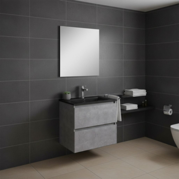 Atlantic Badmeubelset Heon met spiegel en zwarte wastafel 60cm Beton