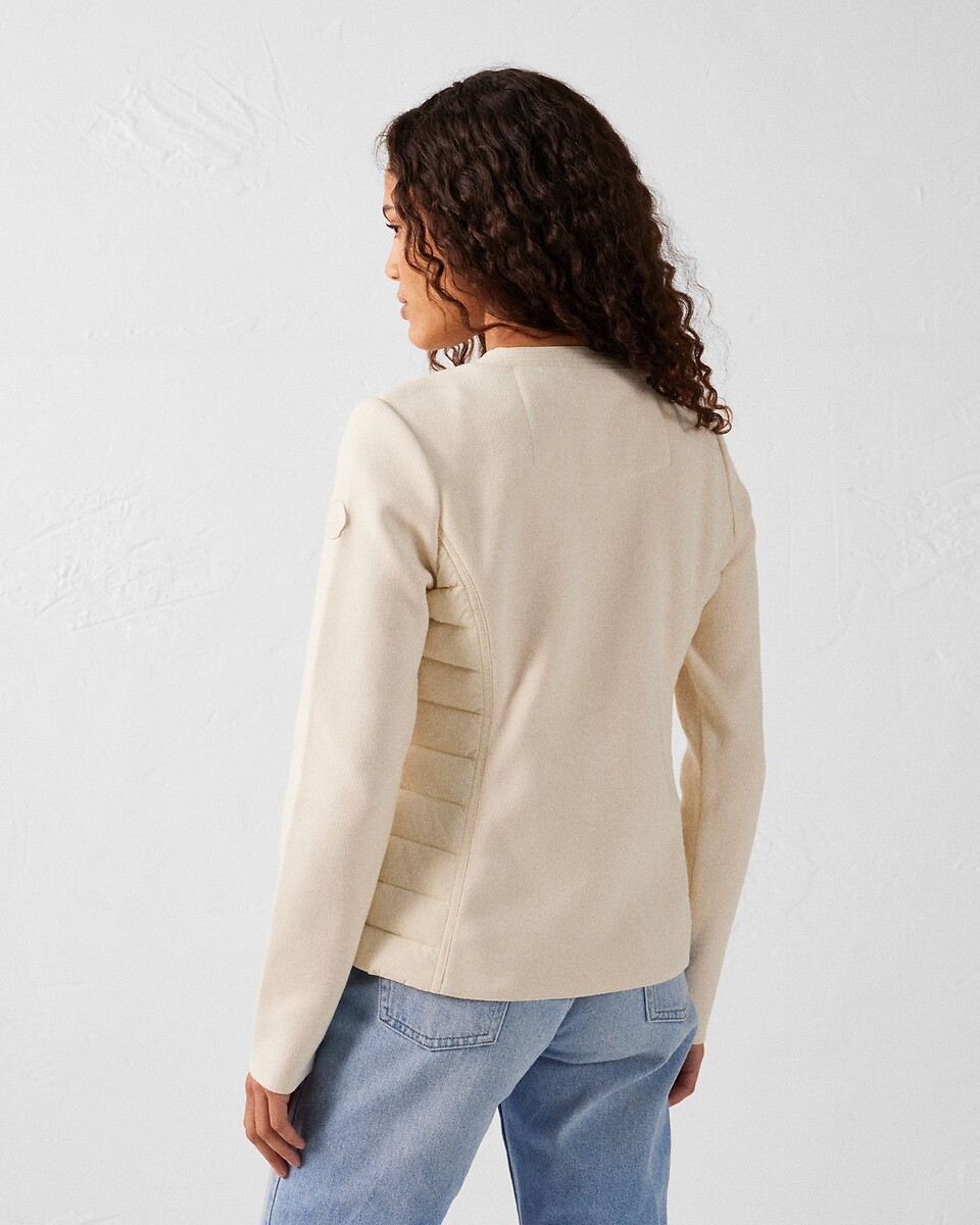 JOTT<br>Jaqueta leve de plumas em dois materiais, com gola redonda, ALMERIA
