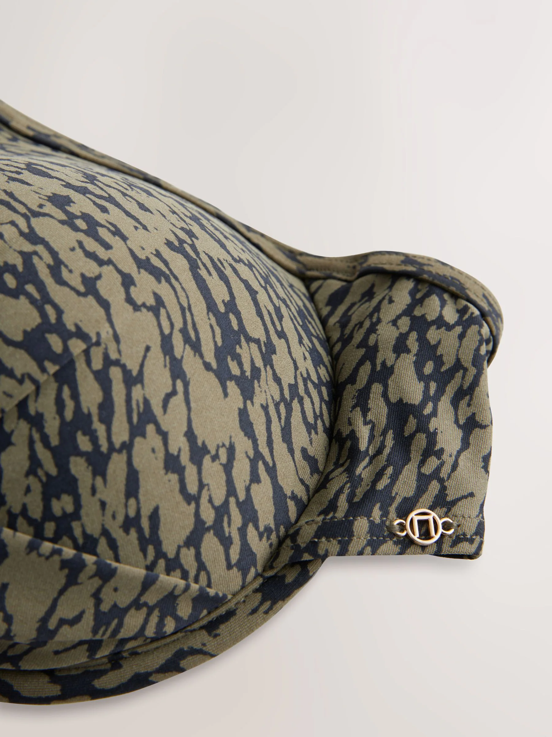 Khaki/zwarte print - Bikinibeugeltop met vulling en lage decolleté