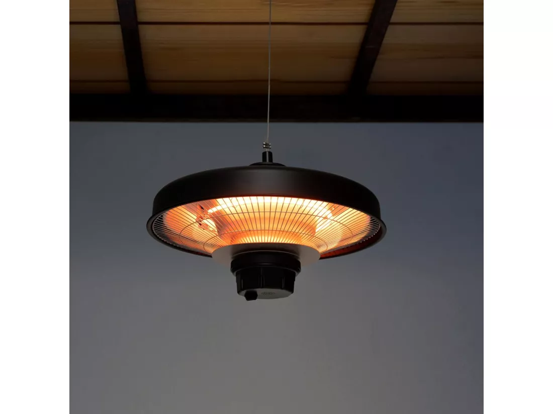 Chauffage Électrique Suspendu à InfraRouge 2000 W, Chauffage Radiant de Plafond Extérieur Étanche IP65 Protection Contre la Surchauffe, pour Porche Terrasse Tonnelle