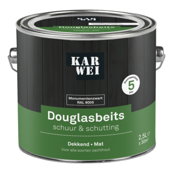 KARWEI douglasbeits Schuur & Schutting dekkend RAL 9005 monumentenzwart 2,5 liter