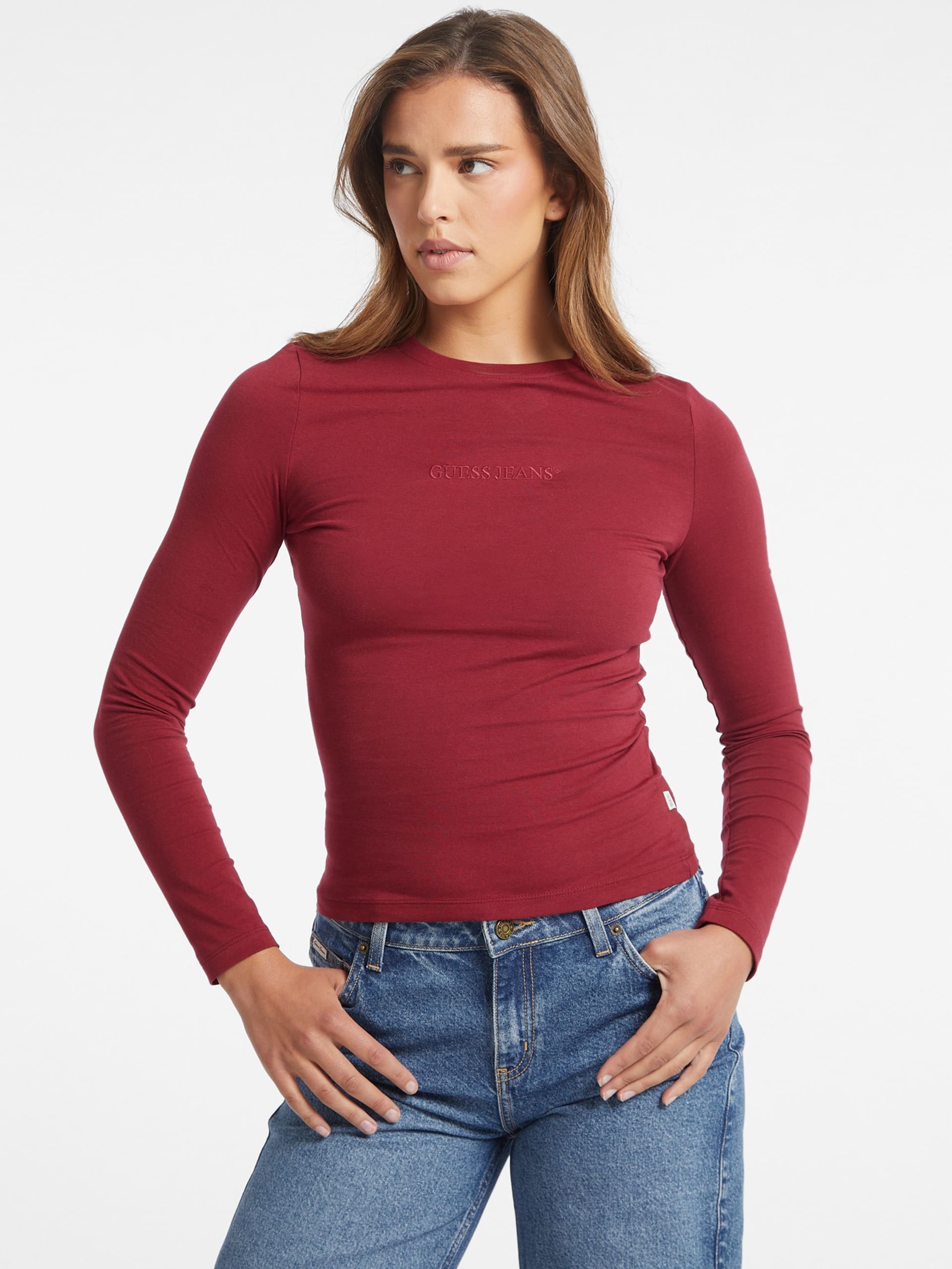 Camiseta Slim de Manga Comprida Bordada