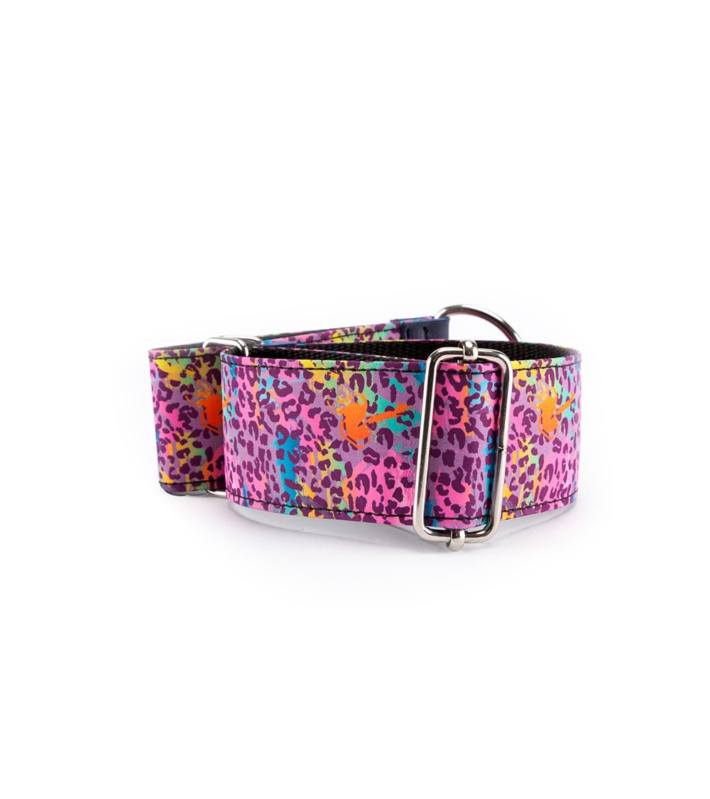 Coleira ajustável Pamppy Greyhound Speedy com estampa de leopardo rosa para cães
