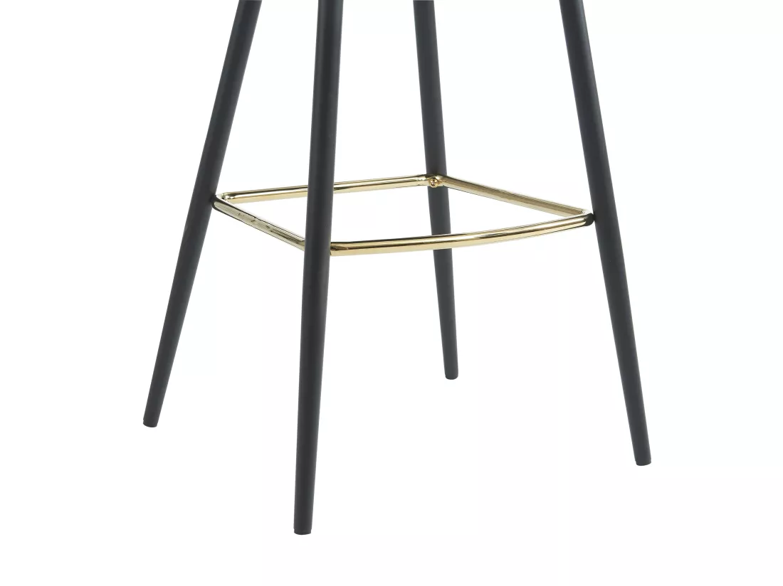 Lot de 2 tabourets de bar en velours côtelé et métal - Crème - FINCHY de Pascal Morabito