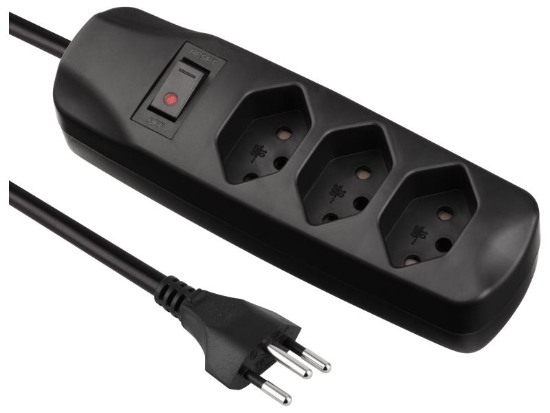 FURBER.power Steckdosenleiste 3x T13 mit Schalter Steckdosenleiste, Schwarz