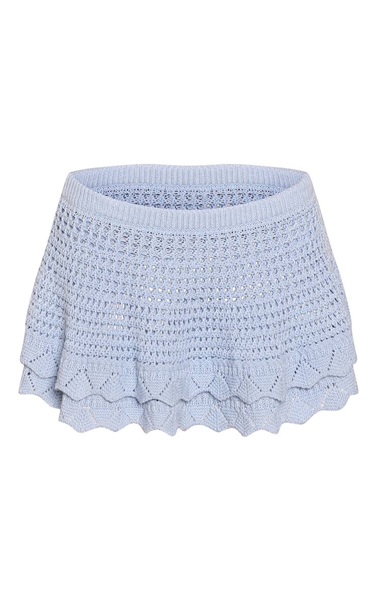 Bleu Débardeur Caraco En Crochet À Bord Festonné