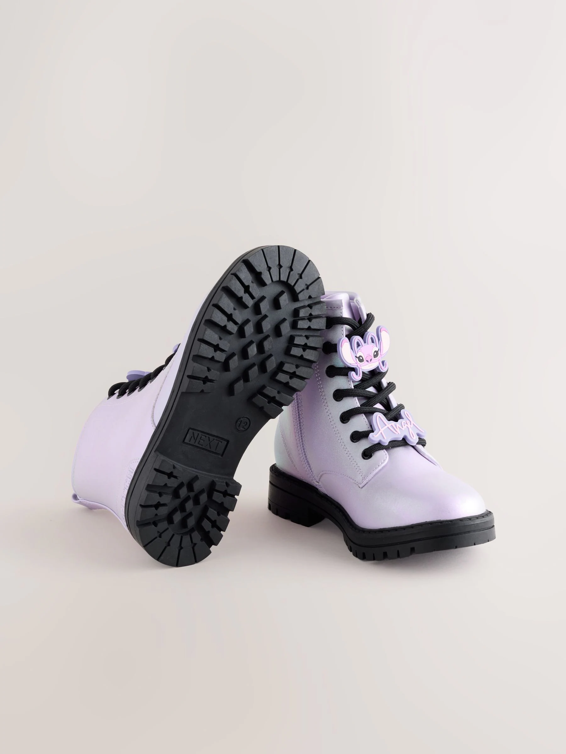 Metallic paars - Lilo & Stitch warmgevoerde enkellaarzen met vetersluiting