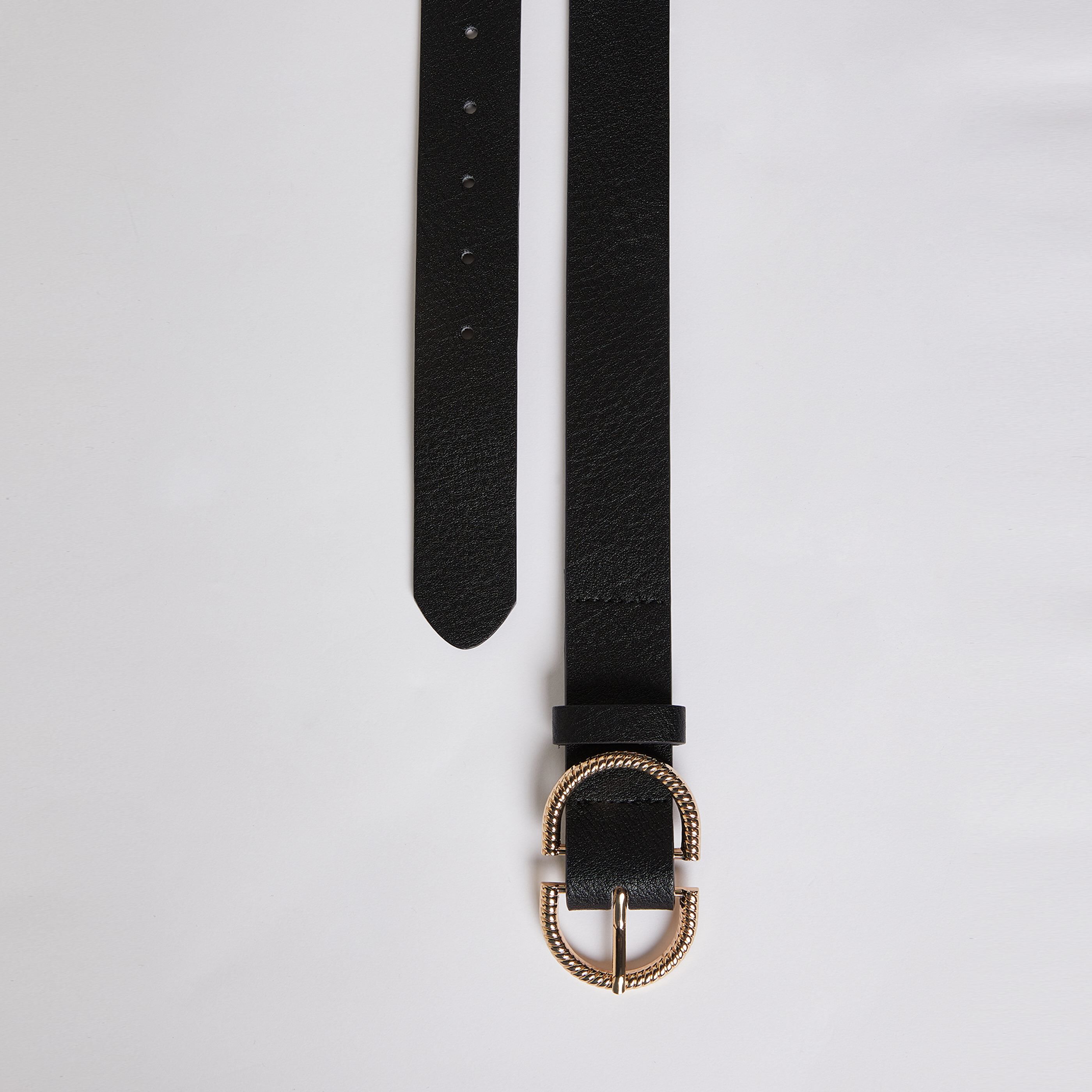 Ceinture noire boucle dorée femme - NOIR