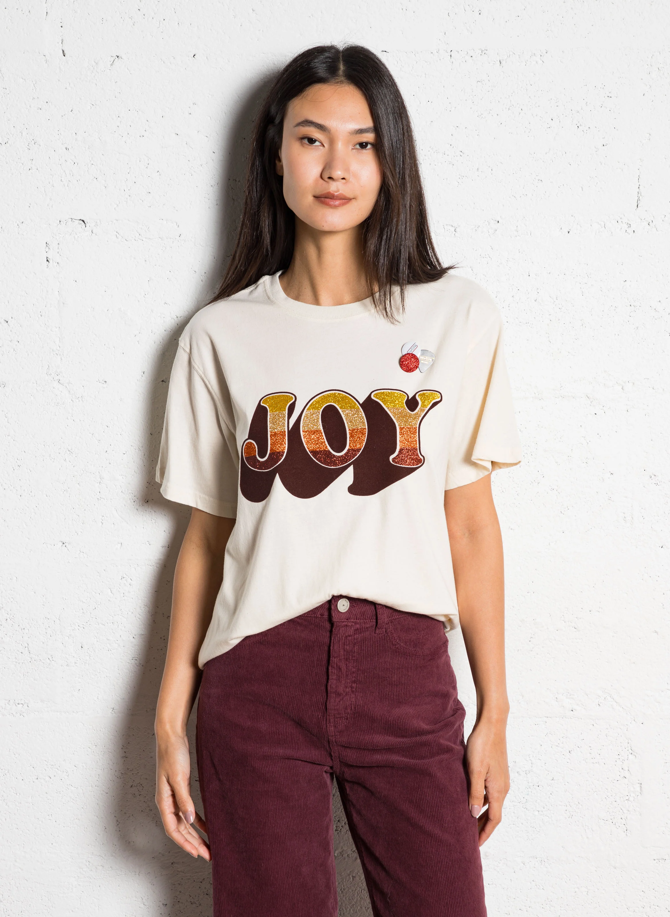 TRUCKER JOY - Tee-shirt droit col rond sérigraphié en coton | Beige