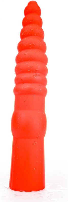 All Red Geribbelde Anaal Dildo 33 x 6 cm - rood