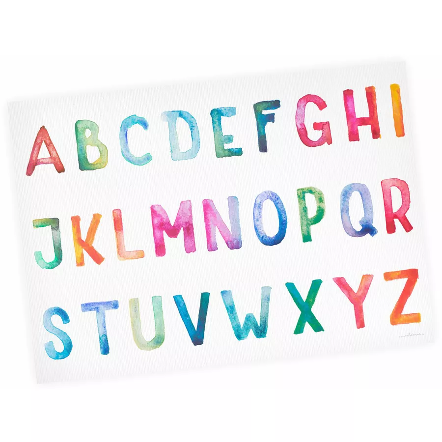 Nikima Poster Kinder Lernposter ABC Watercolor  - in 3 Größen bunt