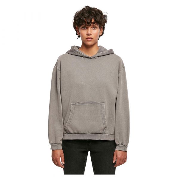 Build Your Brand Acid Washed Oversize Hoodie Cinzento 2XL Mulher