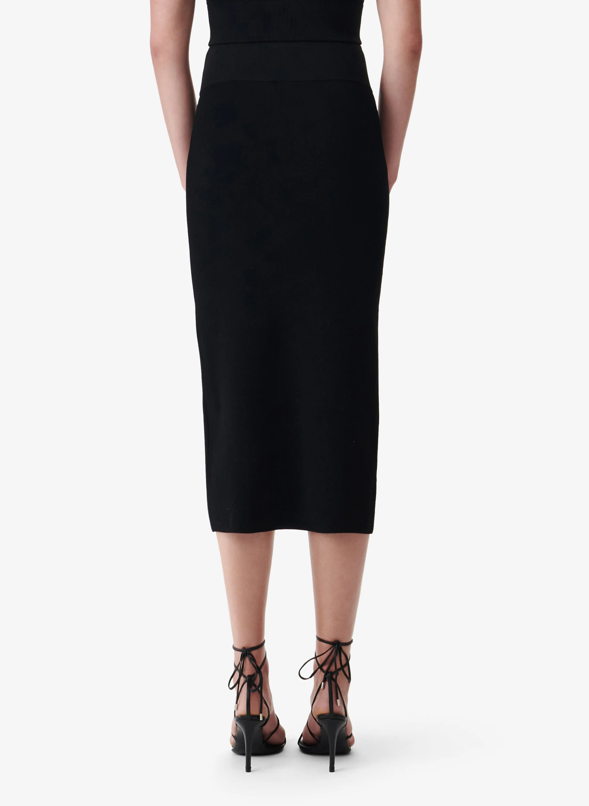 YAIKO - Jupe midi crayon en denim de coton mélangé | Noir