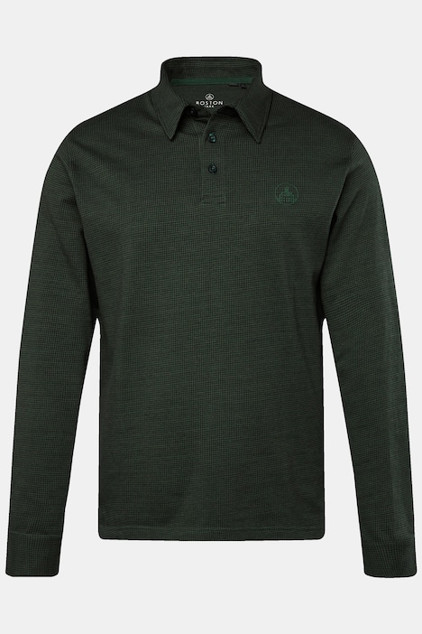 Boston Park Poloshirt, Langarm, Minimal-Muster, bis 84/86