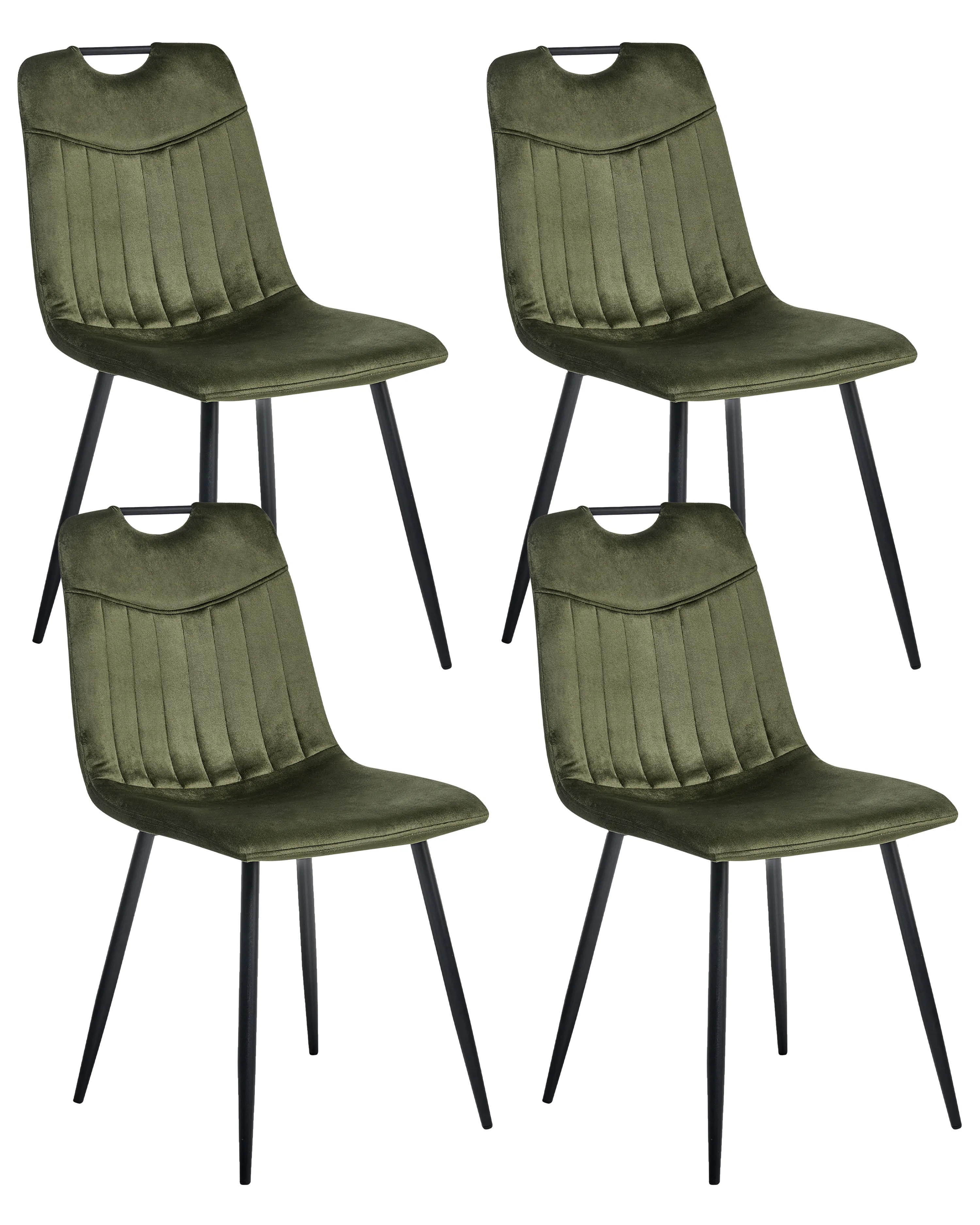 Set van 4 eetkamerstoelen ARGYLE Fluweel Donkergroen