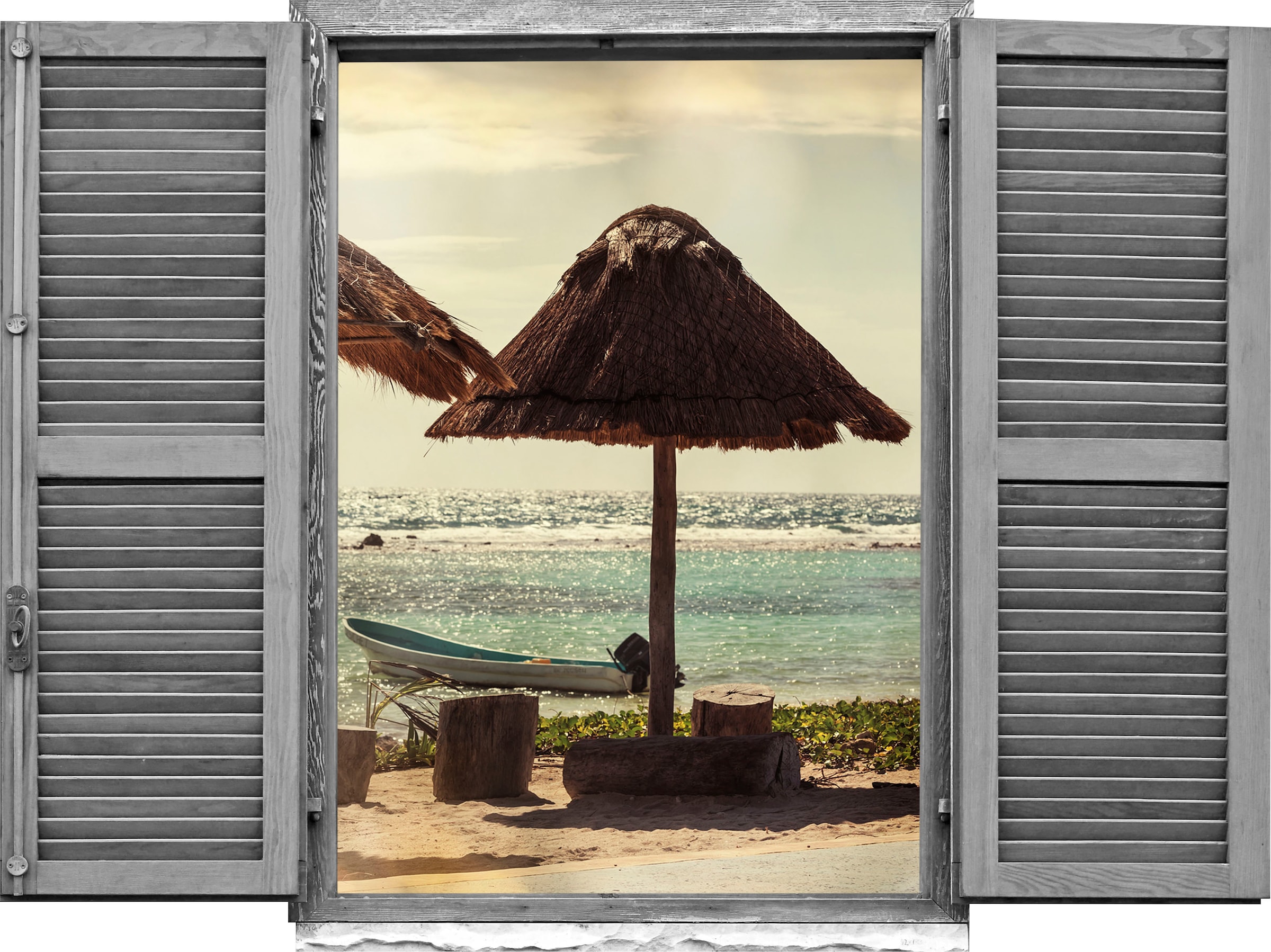 queence Wandtattoo »Palapa« Wandsticker, Wandbild, selbstklebend, 3D, Fenster