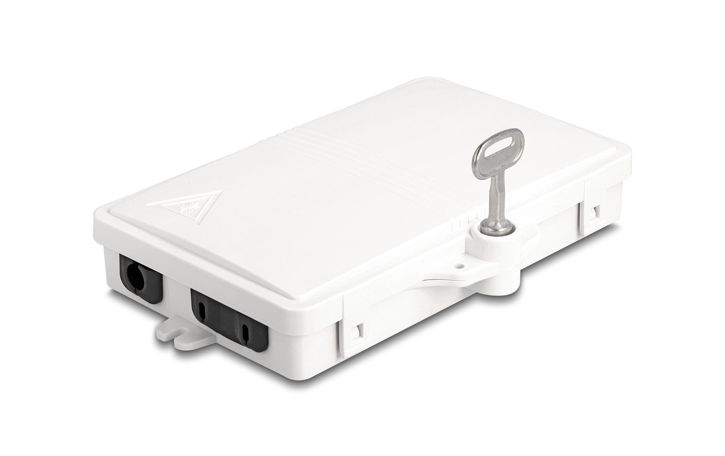 LWL Verteilerbox IP65, 2 Port, WeissDelock LWL Verteilerbox für Innen- und Aussenbereich IP65 wasserfest abschliessbar 2 Port weiss
