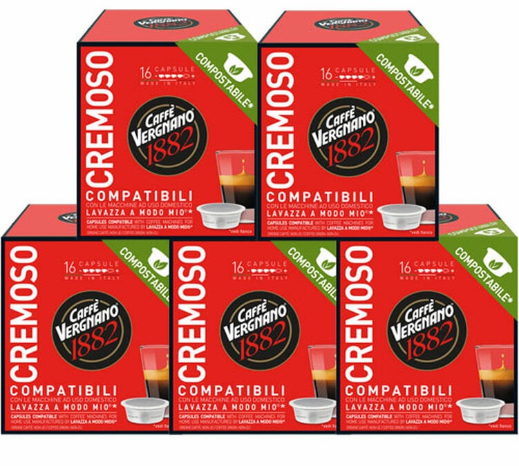 80 Capsules compostables compatibles A Modo Mio Lavazza Cremoso - CAFFE VERGNANO
