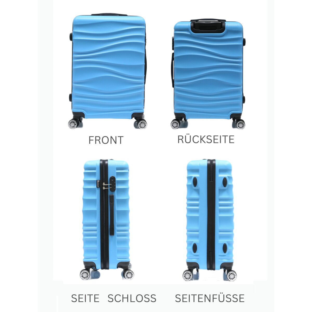 Reisekoffer Koffer 3 tlg Hartschale Trolley Set Kofferset Handgepäck
