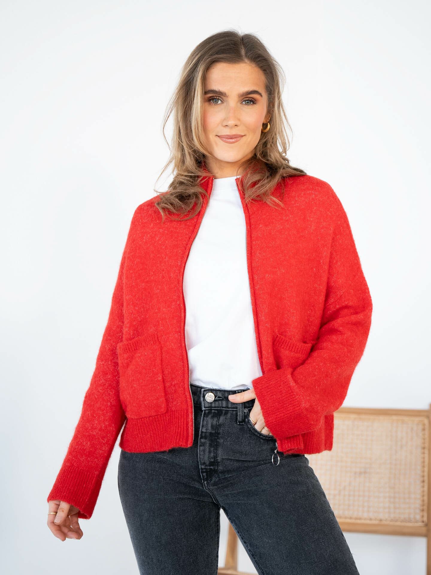 Sia Ras Long Sleeve Knit Zipper Cardigan