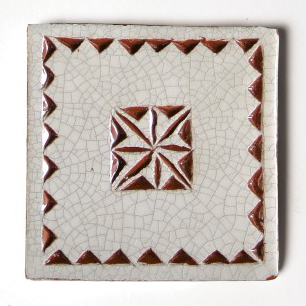 Geprägte Fliese 'Timbre Blanc', weiß, braun, L 10 cm, B 10 cm von fischer's lagerhaus