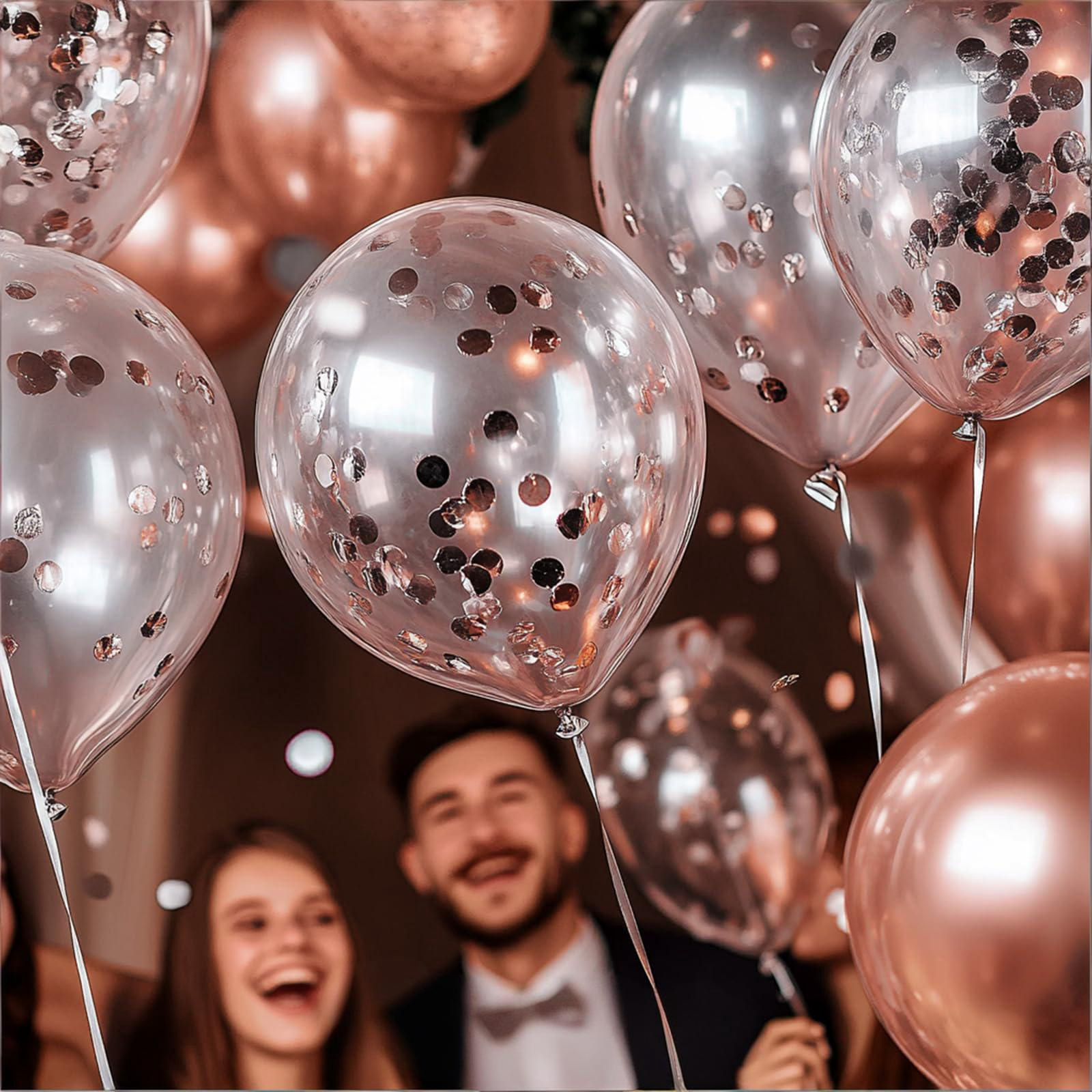 (10er Set) Ø30cm Party Deko Ballons Latex Luftballons mit Konfetti - Rosa / Roségold