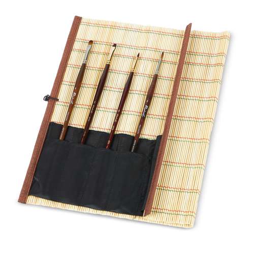 Raphaël® Acryl- und Ölpinsel mit Bambusmatte, 4er-Set