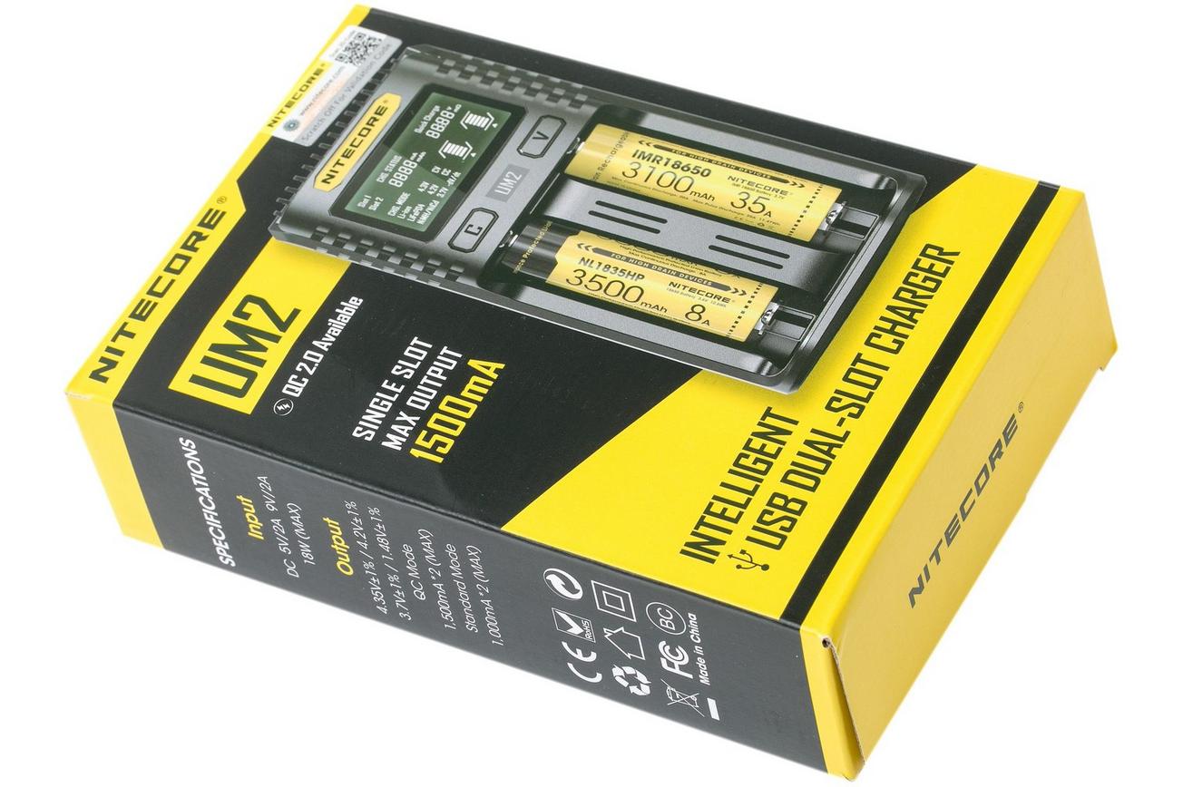 Nitecore UM2 batterijlader voor o.a. 18650 accu's