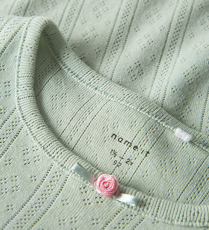 Name It T-Shirt - NmfJsilke - Aqua Grau m. Lochmuster