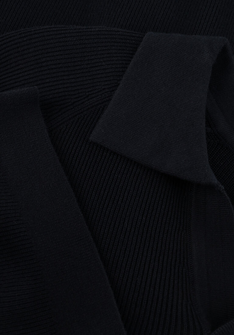 donkerblauwe profuomo polo polo open collar rib
