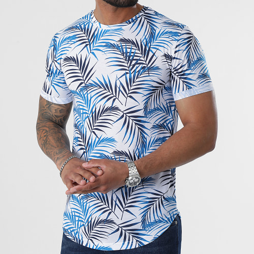 Tee Shirt Oversize Imprimé Avec Revers 2427 Tropical Bleu Marine