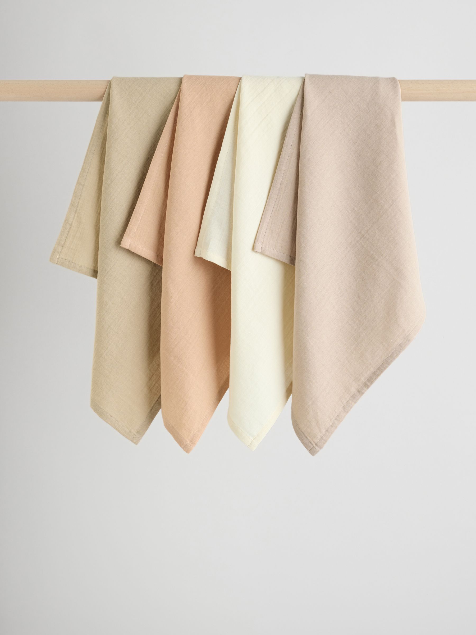 Neutraal - Set van 4 mousseline babydoekjes