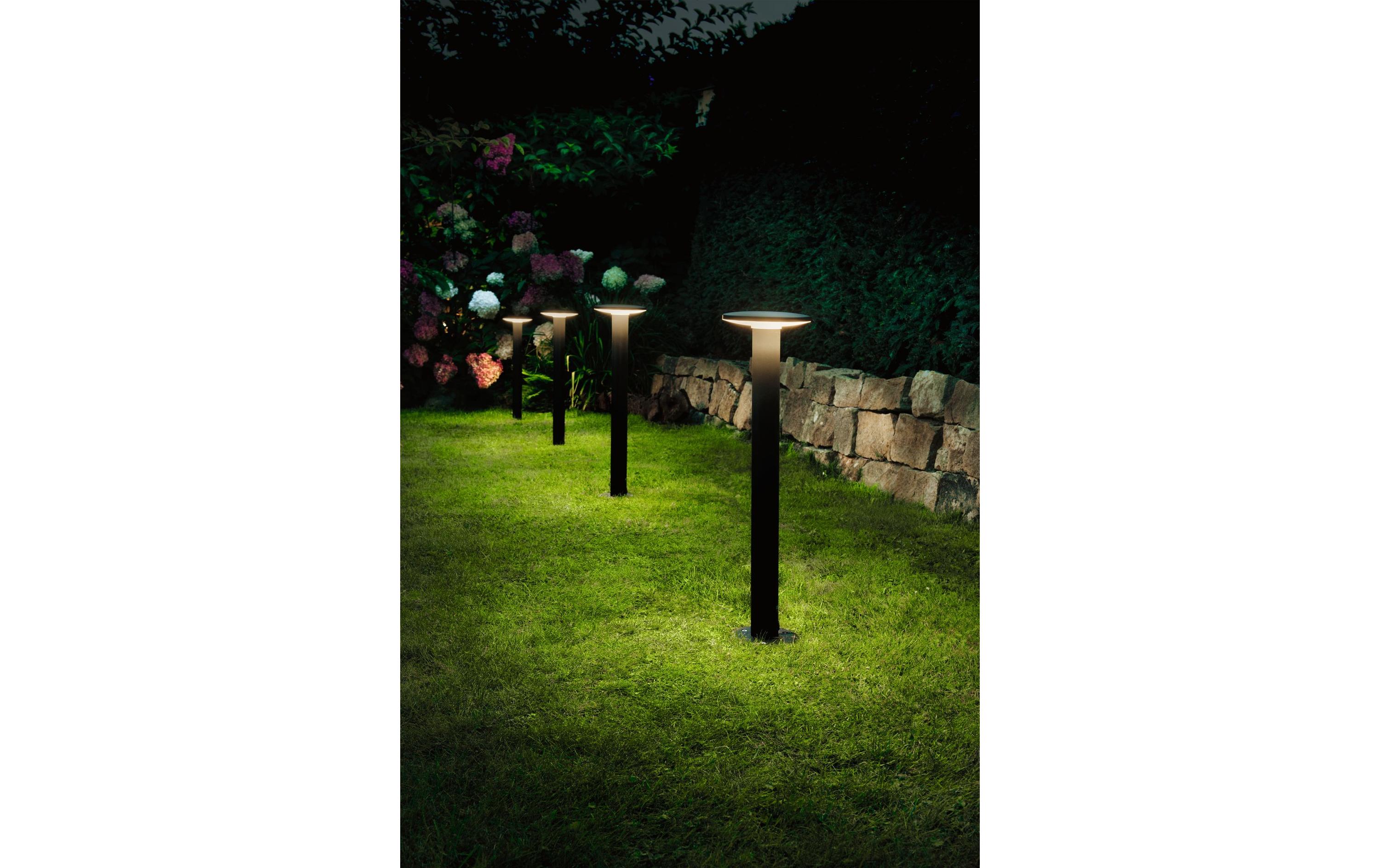 Sockelleuchte Plug & Shine Plate, 3000 K, SchwarzPollerleuchte