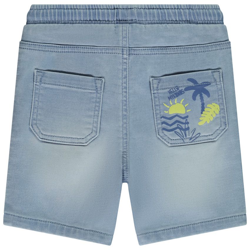 Bermuda effet jean à poche printée pour bébé garçon - Bleu