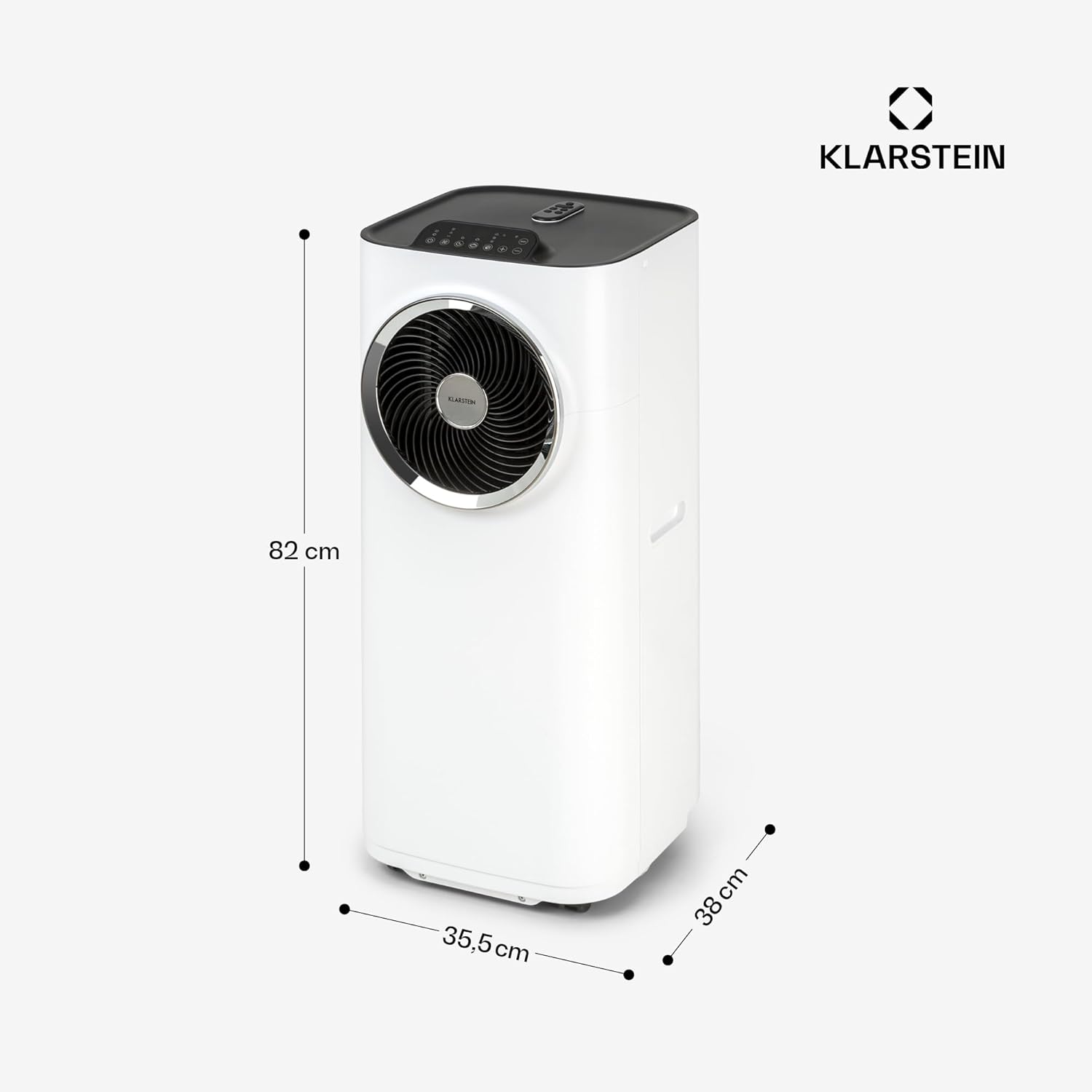 Klarstein Kraftwerk Smart 12K Mobiles Klimagerät – 12000 BTU, 35-59 m², App & Alexa Steuerung, 3-in-1 Kühlung, Entfeuchter & Ventilator, Leise, Timer, Ablaufschlauch Inkl., Weiß