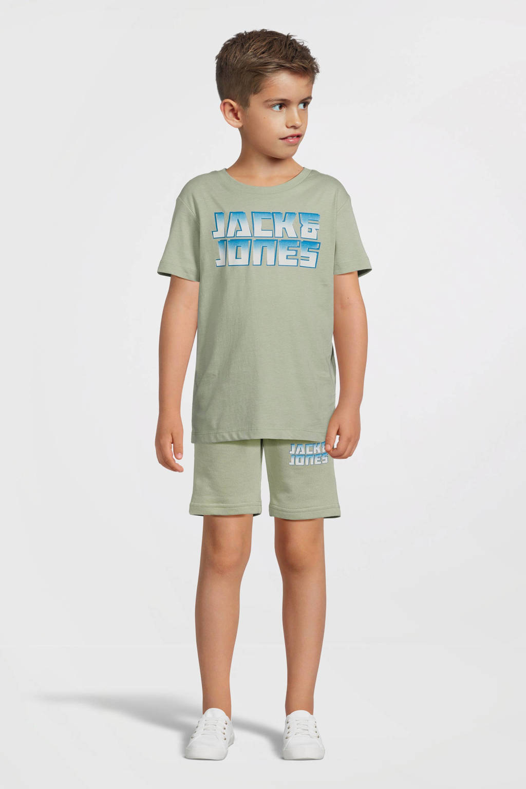 JACK & JONES T-shirt JCOKAPPER met logo saliegroen