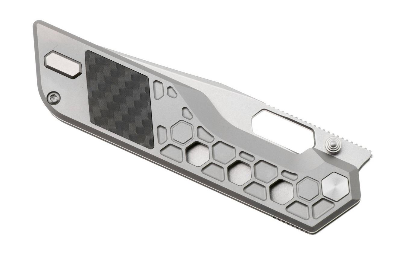Artisan Cutlery Beest 1878G-GY, Stonewashed CPM S35VN, Grey Titanium, Black Carbon Fiber Inlay zakmes