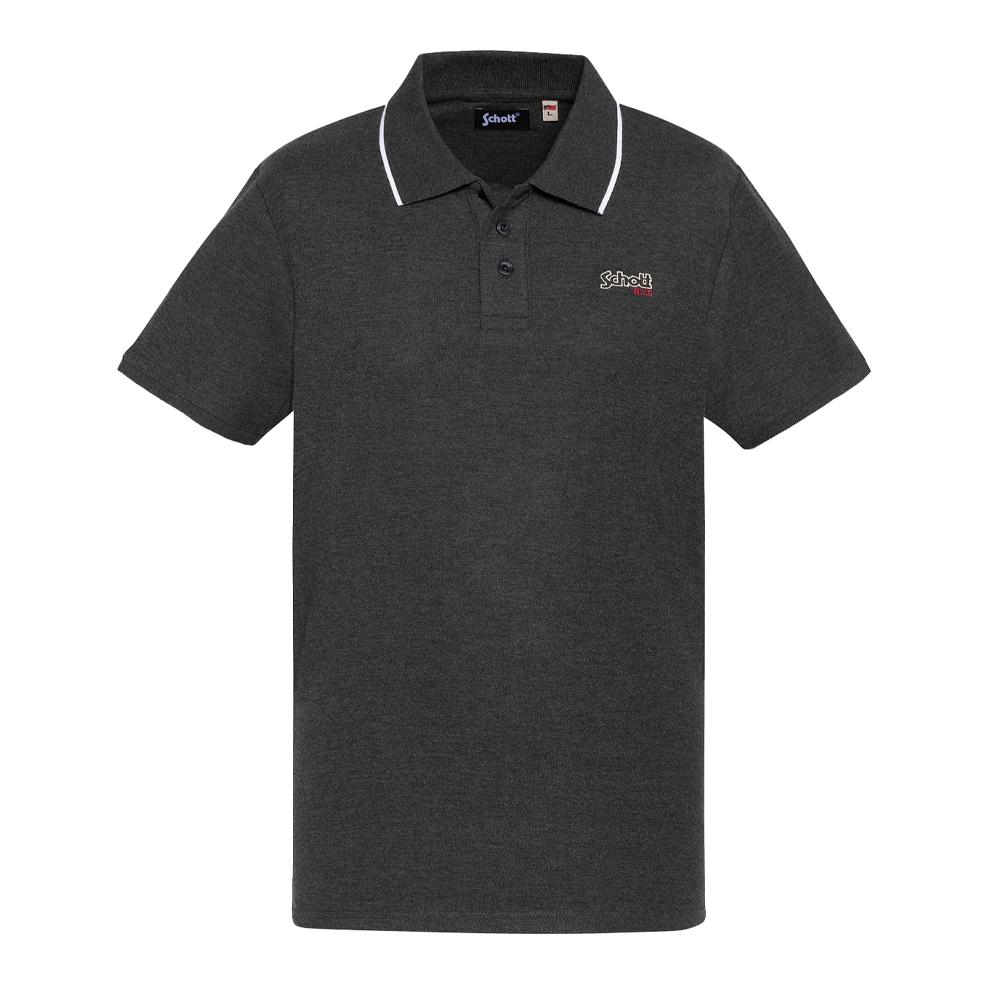 Schott Polo Gris Anthracite Homme Schott Pique Paul