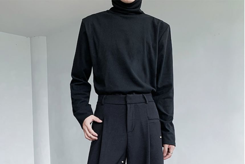 Freehop - Hoge taille, kralen, effen, wijde pijpen broek