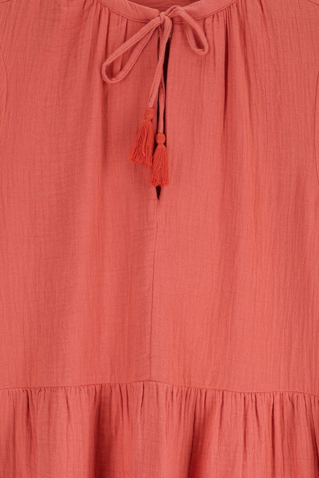 Oranje mousseline A-lijn jurk met embroidery