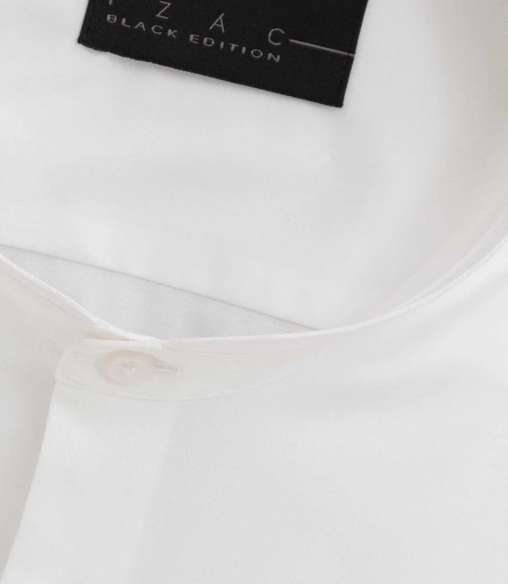 Chemise satin col officier blanche 