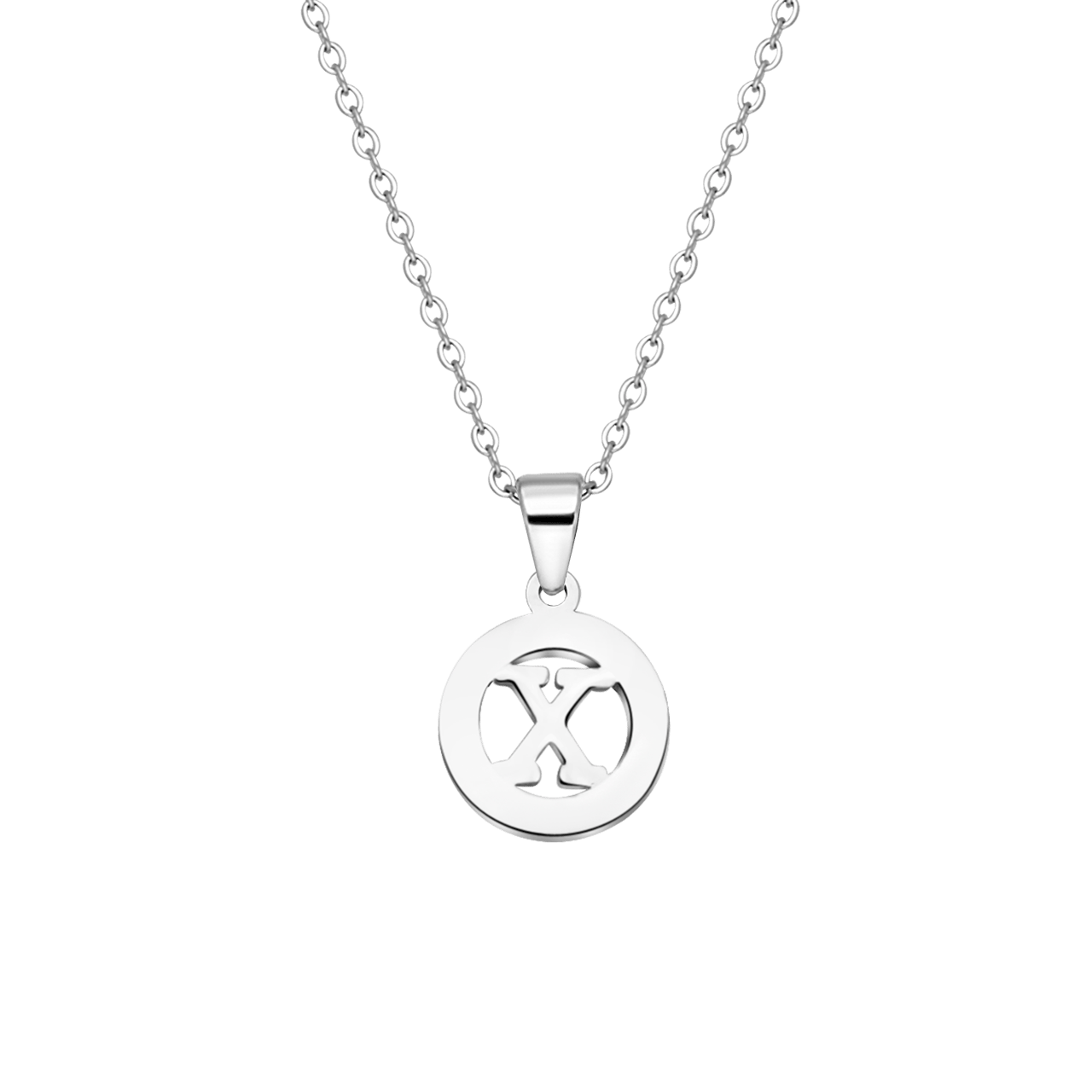 Stalen ketting met letter - X