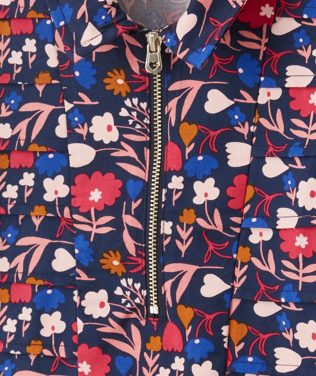 ROBE FILLE EN VISCOSE RESPONSABLE ZIPPÉE ET IMPRIMÉE FLEURIE