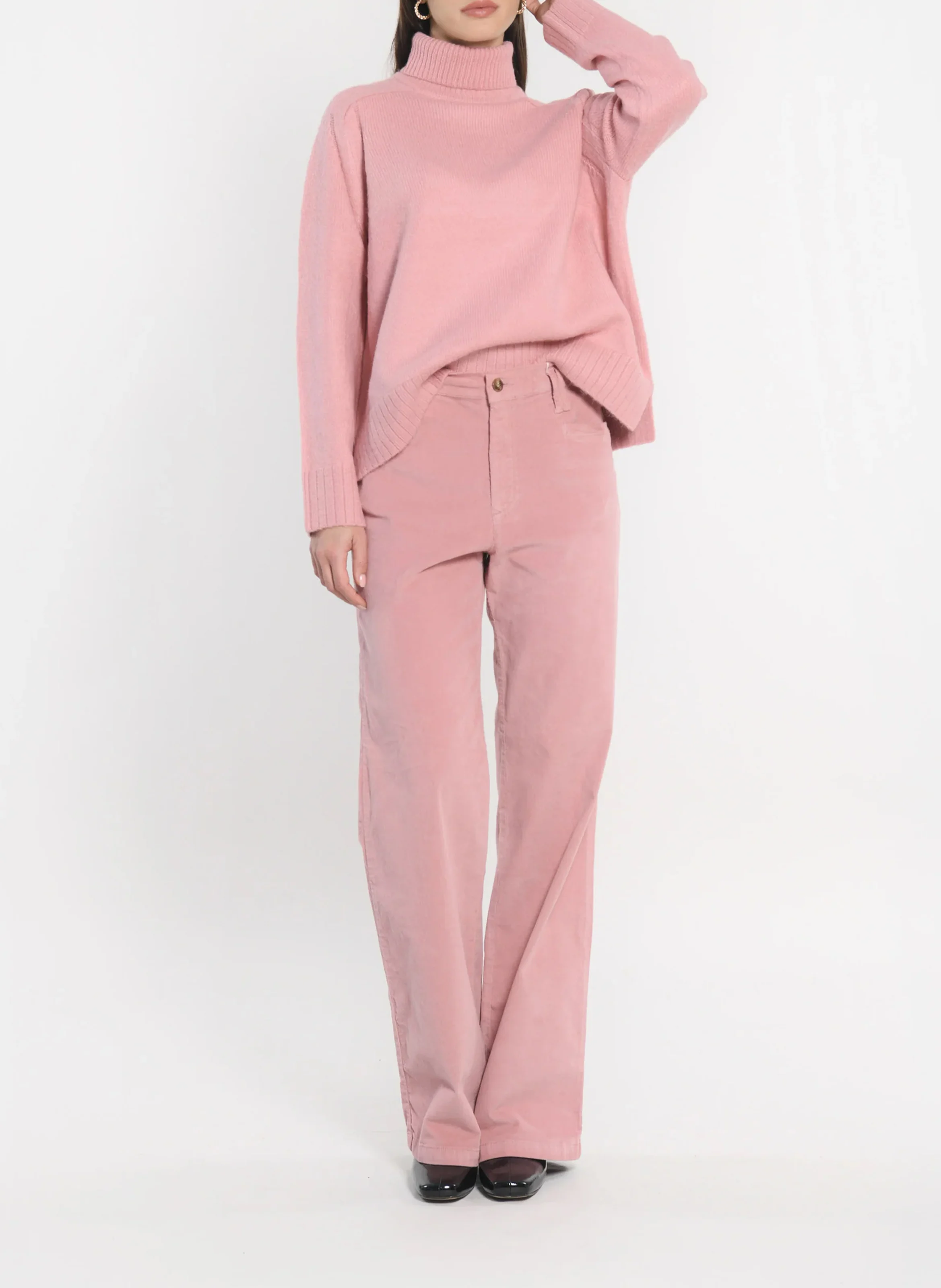JOANA - Pull ample col roulé| Rose