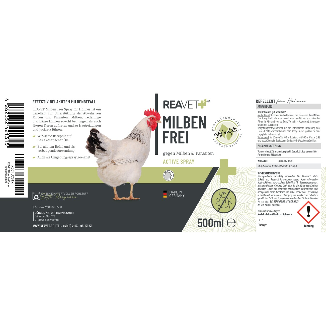REAVET Milben Frei Spray für Hühner 500ml