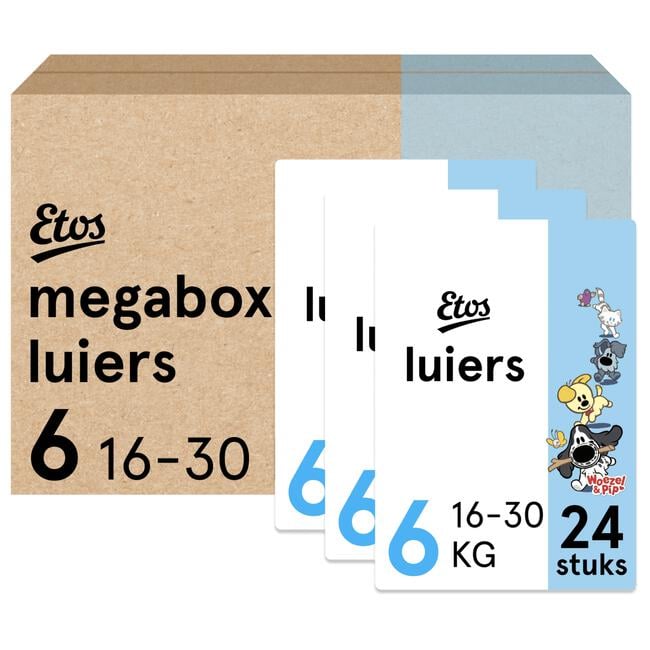 Etos Woezel & Pip Luiers XL Megabox Maat 6 16-30 kg 72 stuks