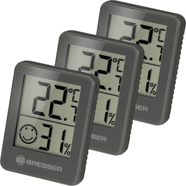 Indicador de Umidade e Temperatura 3 Unidades Bresser - Cinza Grey