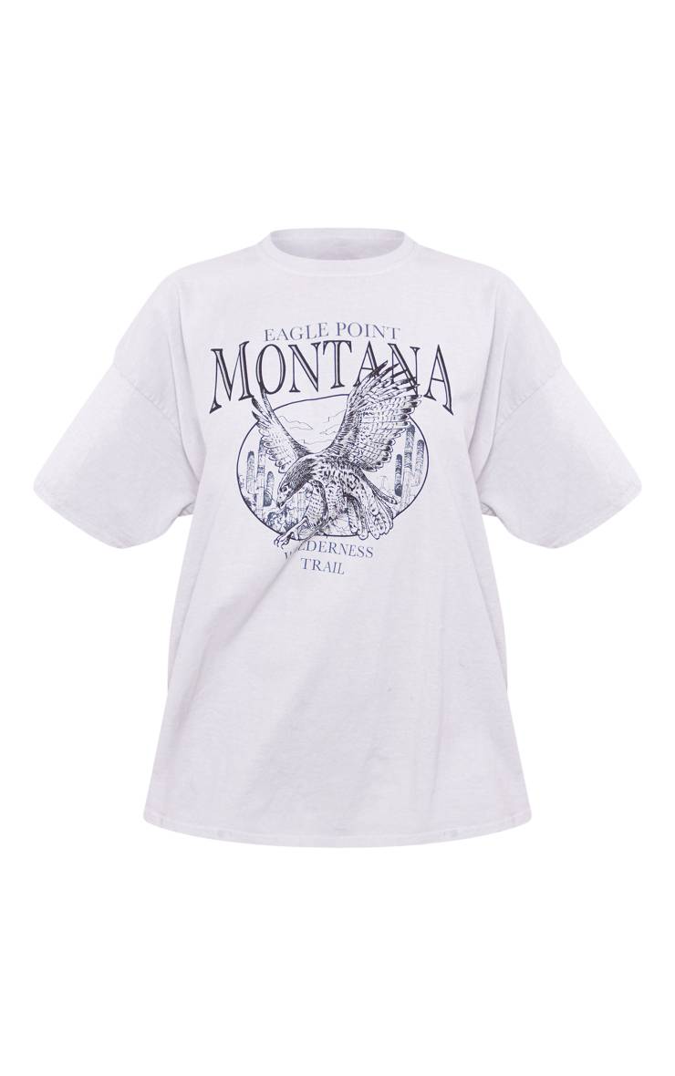 Gris Cendré T-shirt Délavé Oversize Avec Logo Montana