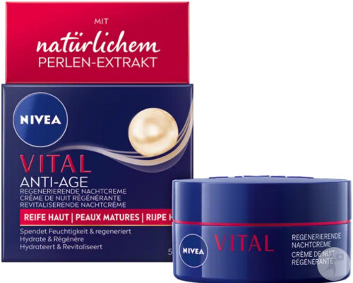 Nivea Vital Régénérant Soin De Nuit Avec Extrait De Perle Peaux Matures 50ml