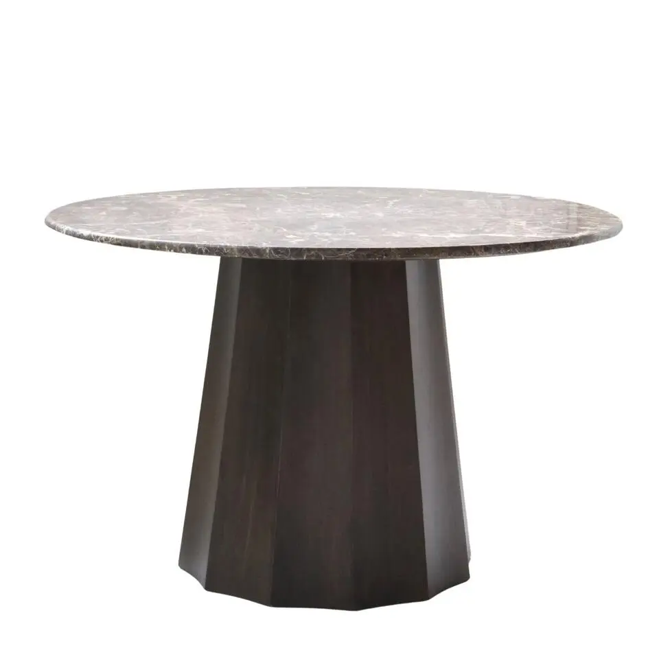 Eettafel Rond Ø120cm - Marmer - Bruin - Eettafel Senna